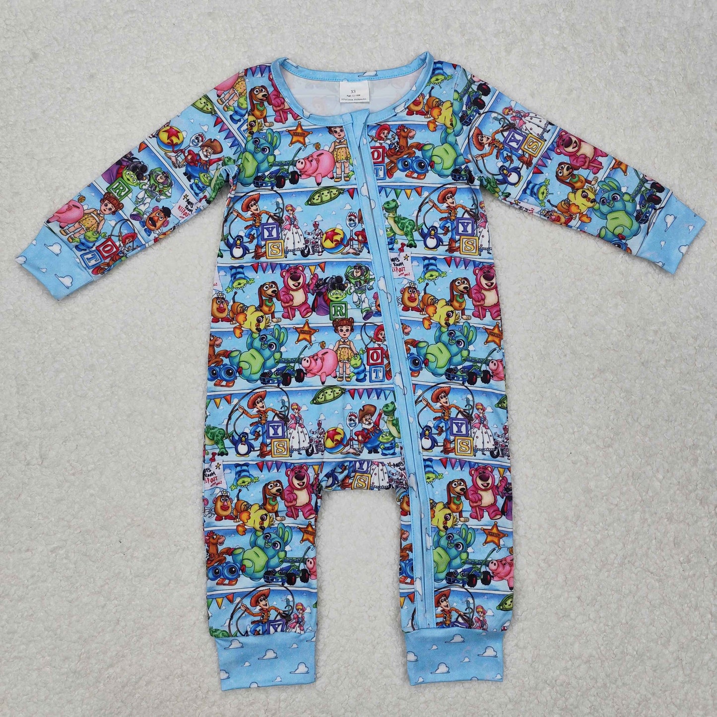 RTS NO MOQ ETA 5/7days arrived LR2163 Cartoon Toy Story white cloud blue zipper long-sleeved jumpsuit