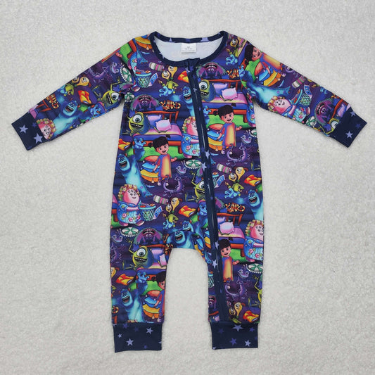 RTS NO MOQ ETA 5/7days arrived LR2164 Monsters University purple zipper long-sleeved jumpsuit