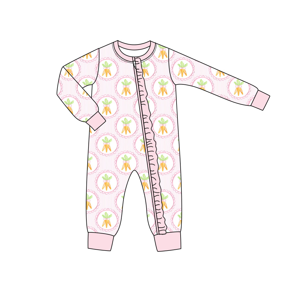 no moq sales LR2176 pre-order baby girl clothes easter long sleeve Romper-2025.1.10