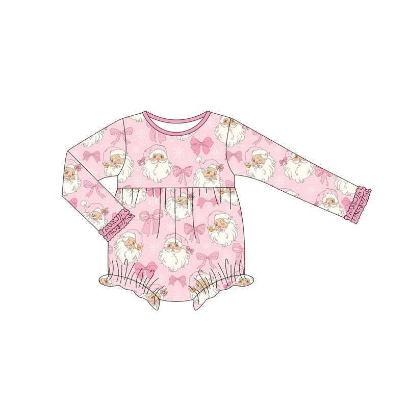 no moq LR2300 pre-order baby girl clothes Christmas bow pink long sleeve romper-2025.6.9