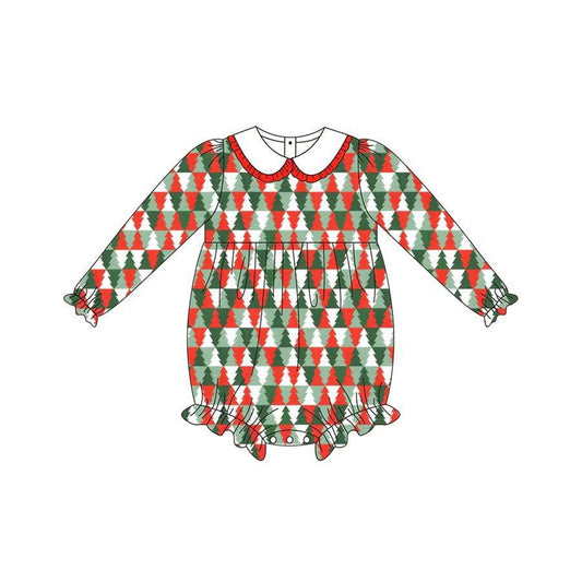 no moq LR2322 pre-order baby girl clothes Christmas trees long sleeve romper-2025.6.12