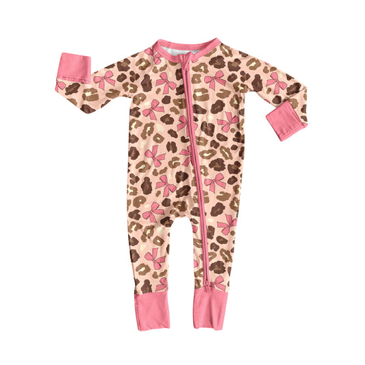 no moq LR2326 pre-order baby girl clothes camouflage bow pink long sleeve romper-2025.6.13