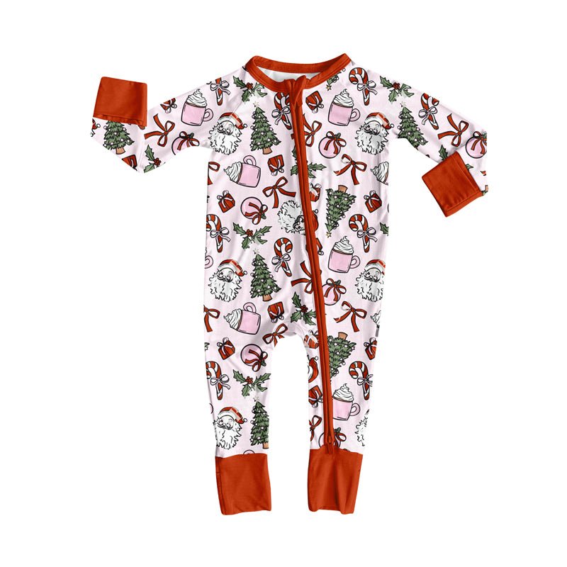 (Pre Order) No moq LR2394 pre-order baby girl clothes Christmas bow long sleeve romper-2025.7.3