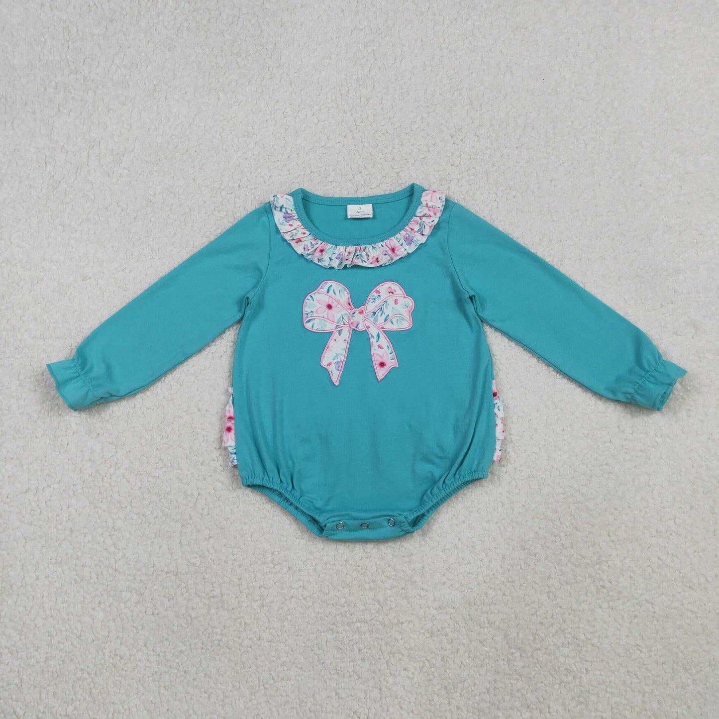 RTS NO MOQ Sibling baby girl clothes embroidery bow long sleeve romper & dress