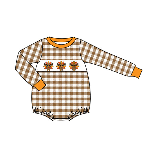 (Pre Order) No moq LR2456 pre-order baby boy clothes turkey long sleeve romper-2025.7.18
