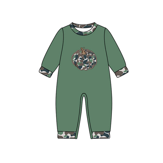 (Pre Order) No moq LR2490 pre-order baby boy clothes pumpkin camouflage long sleeve romper-2025.7.25