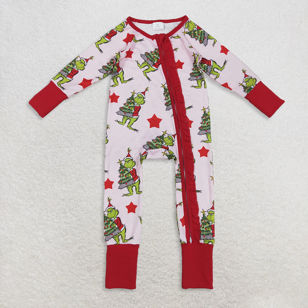 RTS Sibling baby girls clothes Christmas cartoon long Sleeve pants sets and romper and dress