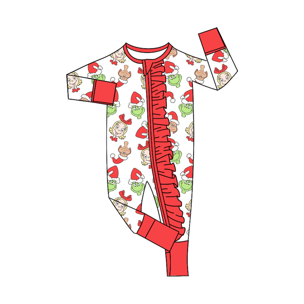 (Pre Order) No moq LR2503 pre-order baby girl clothes Christmas long sleeve romper-2025.7.30