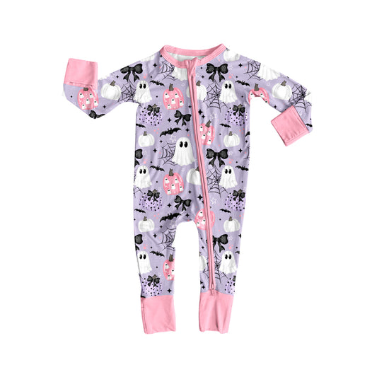 (Pre Order) No moq LR2527 pre-order baby girl clothes ghost bow long sleeve romper-2025.8.5