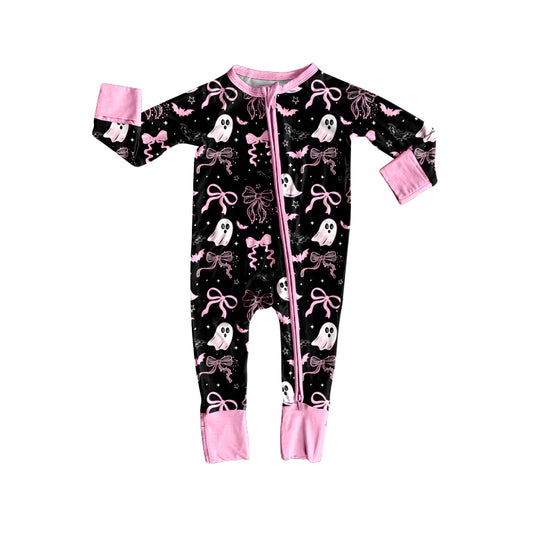 (Pre Order) No moq LR2540 pre-order baby girl clothes ghost bow long sleeve romper-2025.8.7