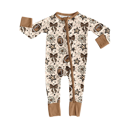 (Pre Order) No moq LR2547 pre-order baby girl clothes rugby bow long sleeve romper-2025.8.8