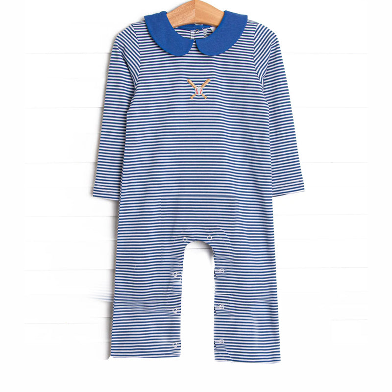 (Pre Order) No moq LR2558 pre-order baby boy clothes baseball blue long sleeve romper-2025.8.11