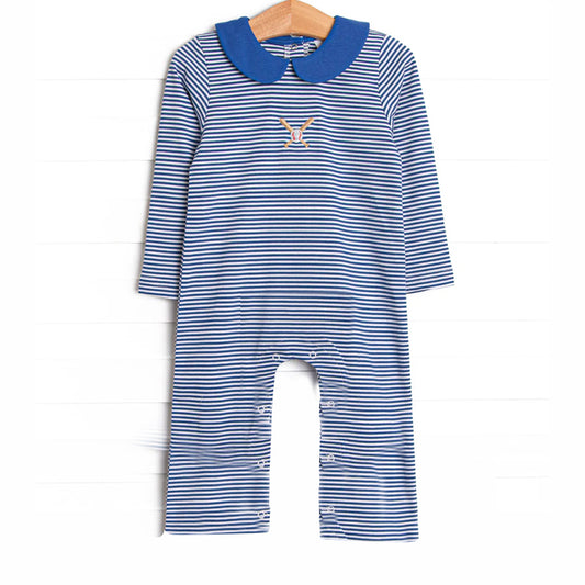 (Pre Order) No moq LR2558 pre-order baby boy clothes baseball blue long sleeve romper-2025.8.11