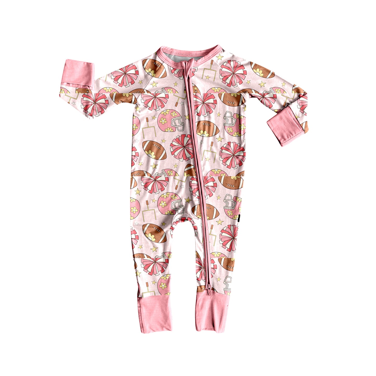 (Pre Order) No moq LR2573 pre-order baby girl clothes rugby pink long sleeve romper-2025.8.15