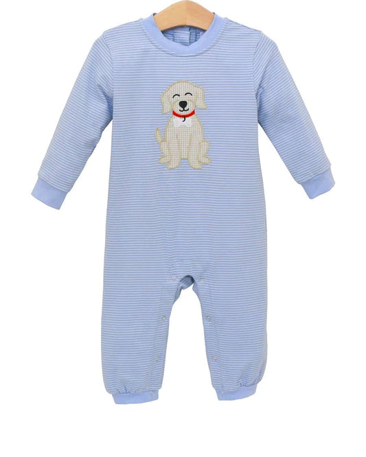 (Pre Order) No moq LR2579 pre-order baby boy clothes puppy blue long sleeve romper-2025.8.18