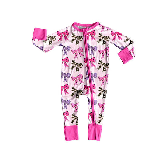 (Pre Order) No moq LR2585 pre-order baby girl clothes bow long sleeve romper-2025.8.19