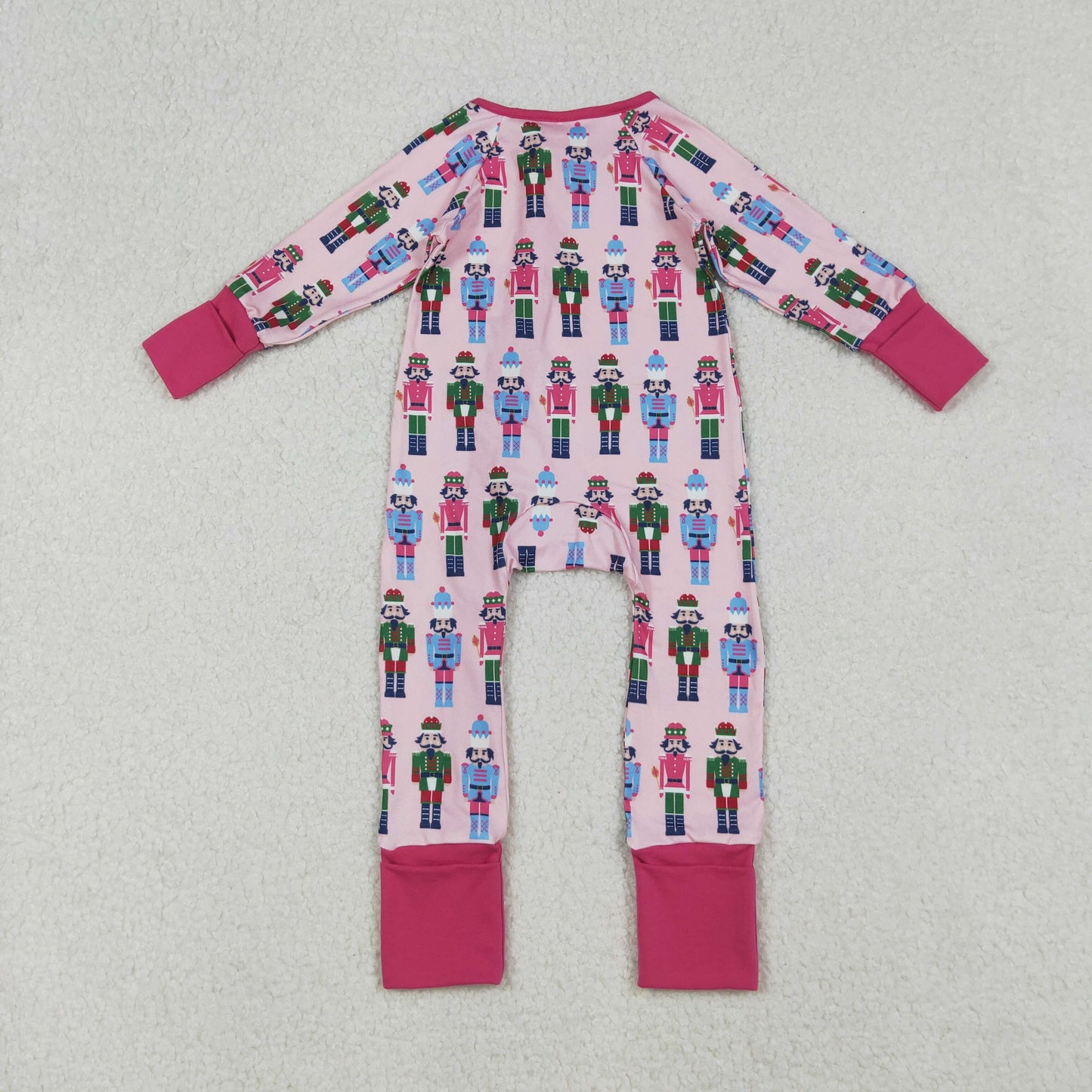 RTS NO MOQ（In Stock) LR2598 Christmas Nutcracker Pink Zippered Long-Sleeved Bodysuit