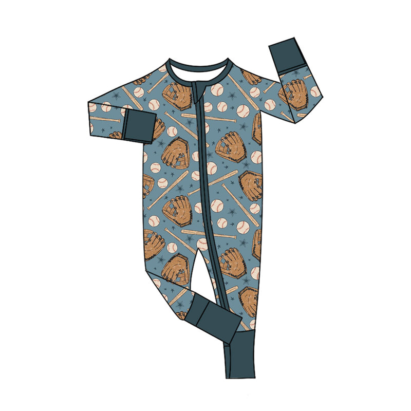 (Pre Order) No moq LR2605 pre-order baby boy clothes baseball long sleeve romper-2025.8.25