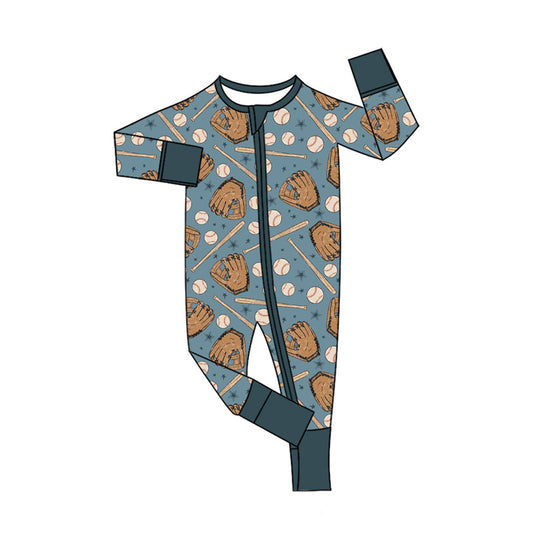 (Pre Order) No moq LR2605 pre-order baby boy clothes baseball long sleeve romper-2025.8.25