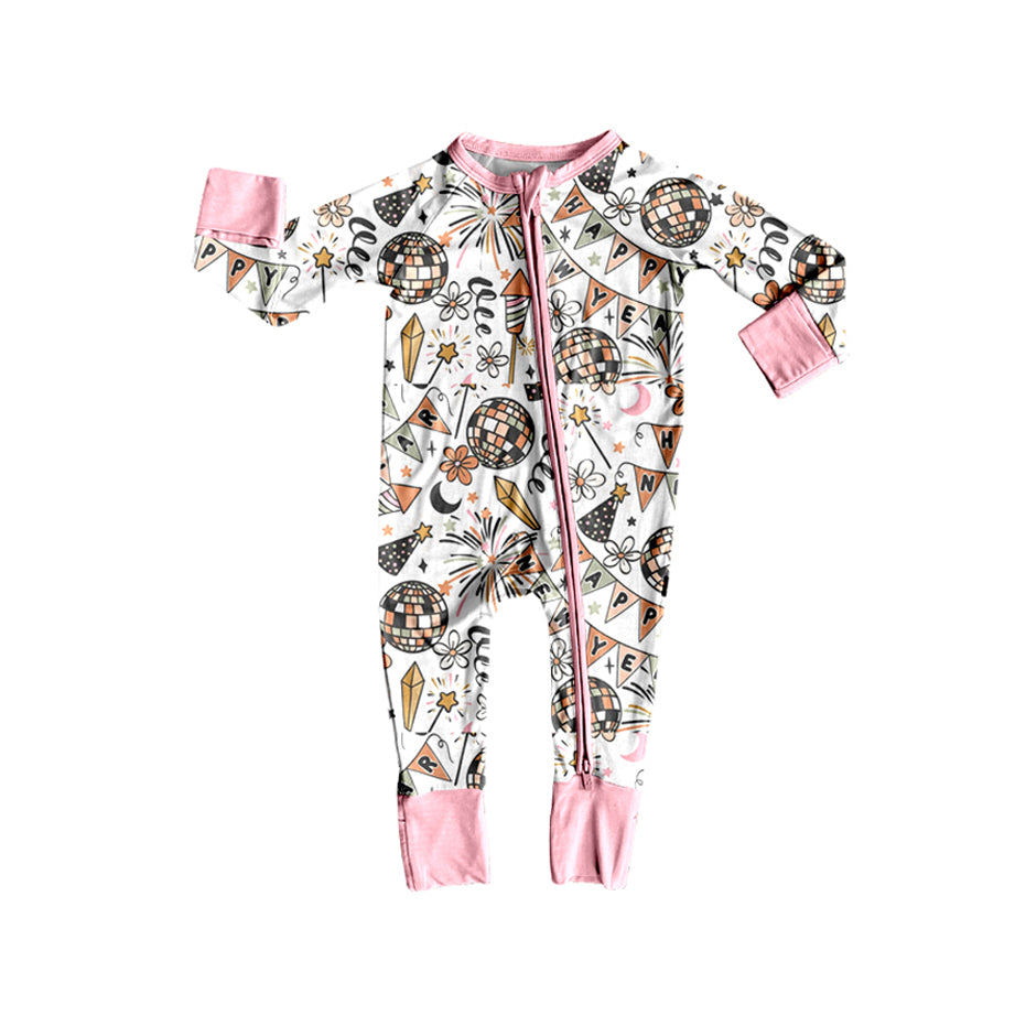(Pre Order) No moq LR2612 pre-order baby girl clothes HAPPY NEWYEAR long sleeve romper-2025.8.26
