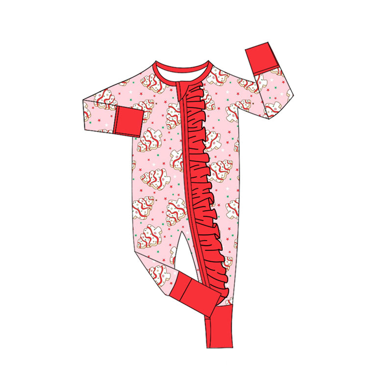 (Pre Order) No moq LR2615 pre-order baby girl clothes Christmas pink long sleeve romper-2025.8.27