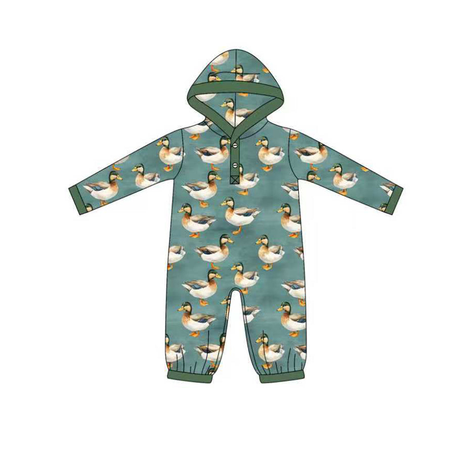 (Pre Order) No moq LR2618 pre-order baby boy clothes duck hooded long sleeve romper-2025.8.28