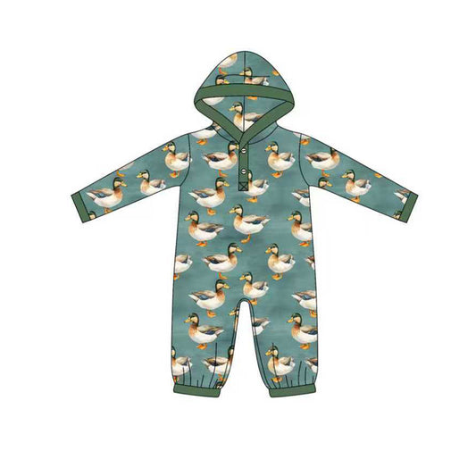 (Pre Order) No moq LR2618 pre-order baby boy clothes duck hooded long sleeve romper-2025.8.28