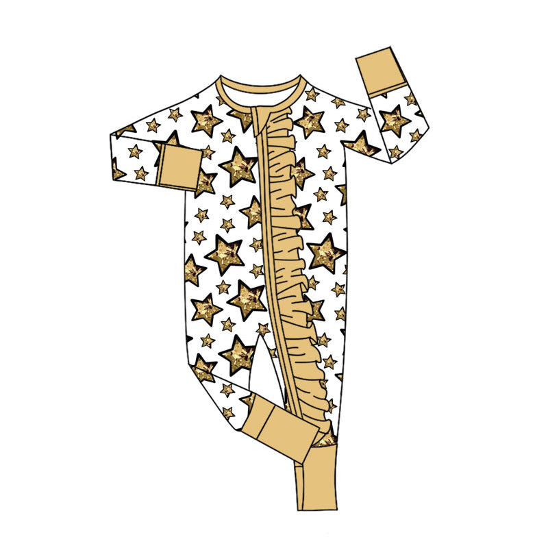 (Pre Order) No moq LR2620 pre-order baby girl clothes stars long sleeve romper-2025.8.29