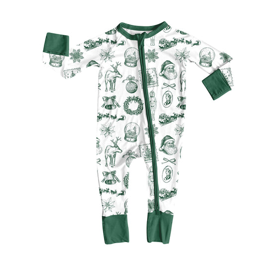 (Pre Order) No moq LR2627 pre-order baby girl clothes Christmas bow green long sleeve romper-2025.9.3
