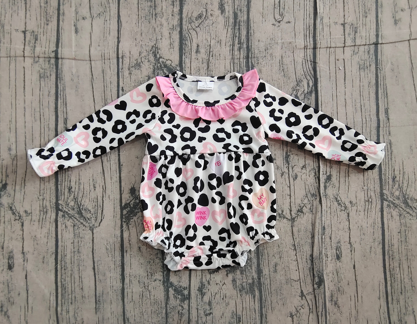 (Pre Order) No moq LR2638 pre-order baby girl clothes leopard long sleeve romper-2025.11.15