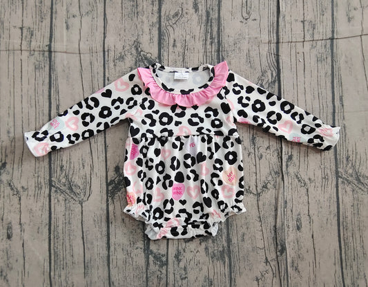 (Pre Order) No moq LR2638 pre-order baby girl clothes leopard long sleeve romper-2025.11.15