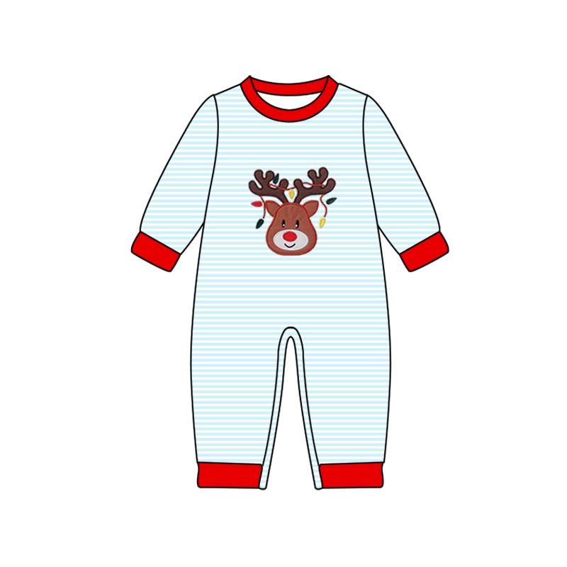 (Pre Order) No moq LR2640 pre-order baby boy clothes Christmas deer long sleeve romper-2025.9.5
