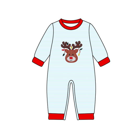 (Pre Order) No moq LR2640 pre-order baby boy clothes Christmas deer long sleeve romper-2025.9.5
