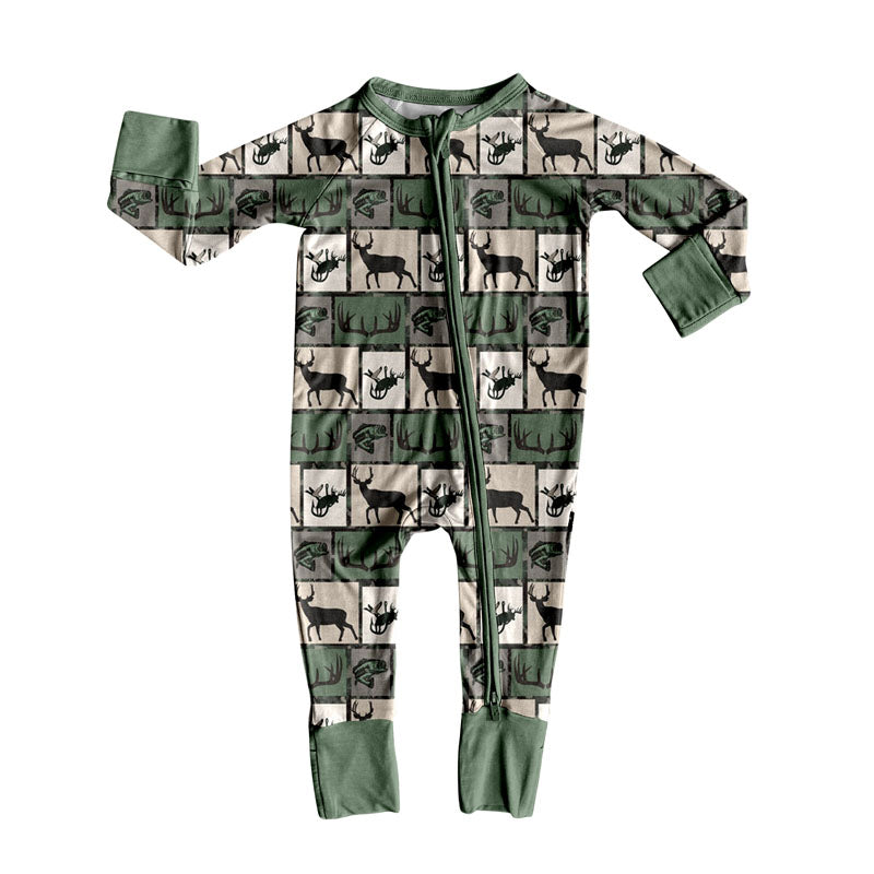 (Pre Order) No moq LR2645 pre-order baby boy clothes deer long sleeve romper-2025.9.5