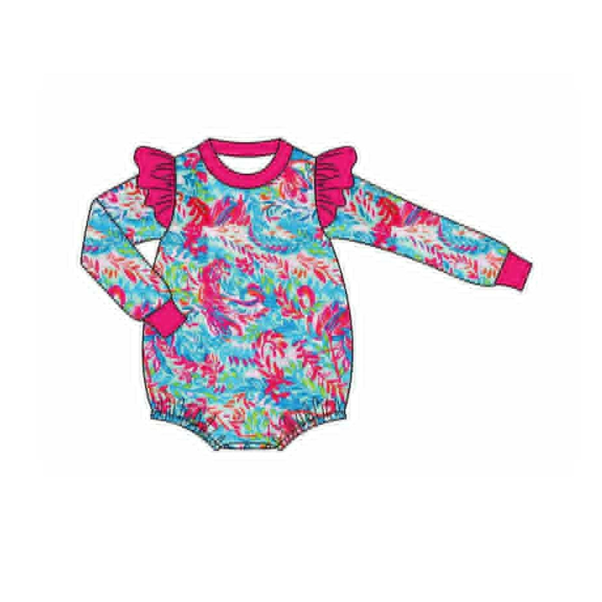 (Pre Order) No moq LR2646 pre-order baby girl clothes floral pattern rose red long sleeve romper-2025.9.6