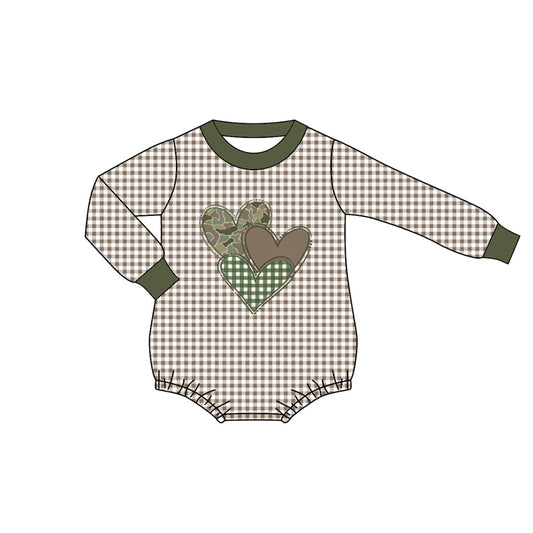 (Pre Order) No moq LR2662 pre-order baby boy clothes camouflage love long sleeve romper-2025.9.10