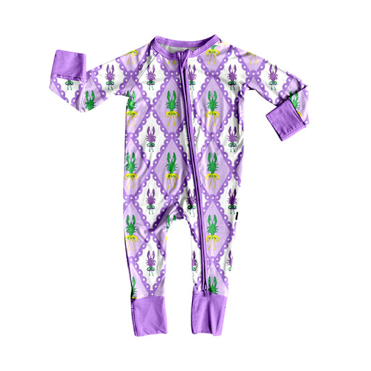 (Pre Order) No moq LR2667 pre-order baby girl clothes purple long sleeve romper-2025.9.10