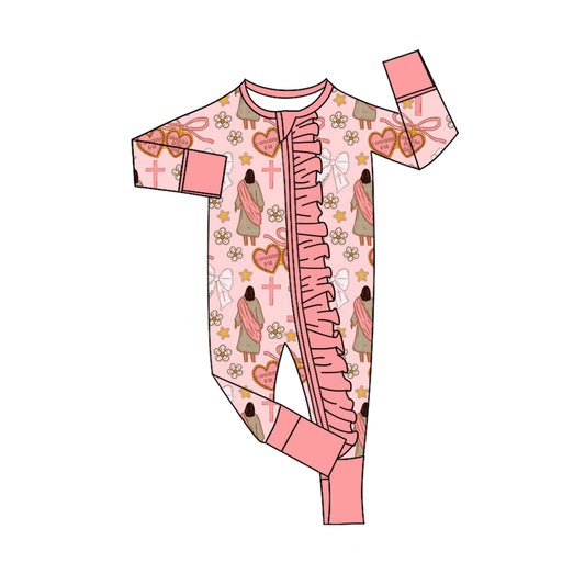 (Pre Order) No moq LR2697 pre-order baby girl clothes love bow long sleeve romper-2025.9.19