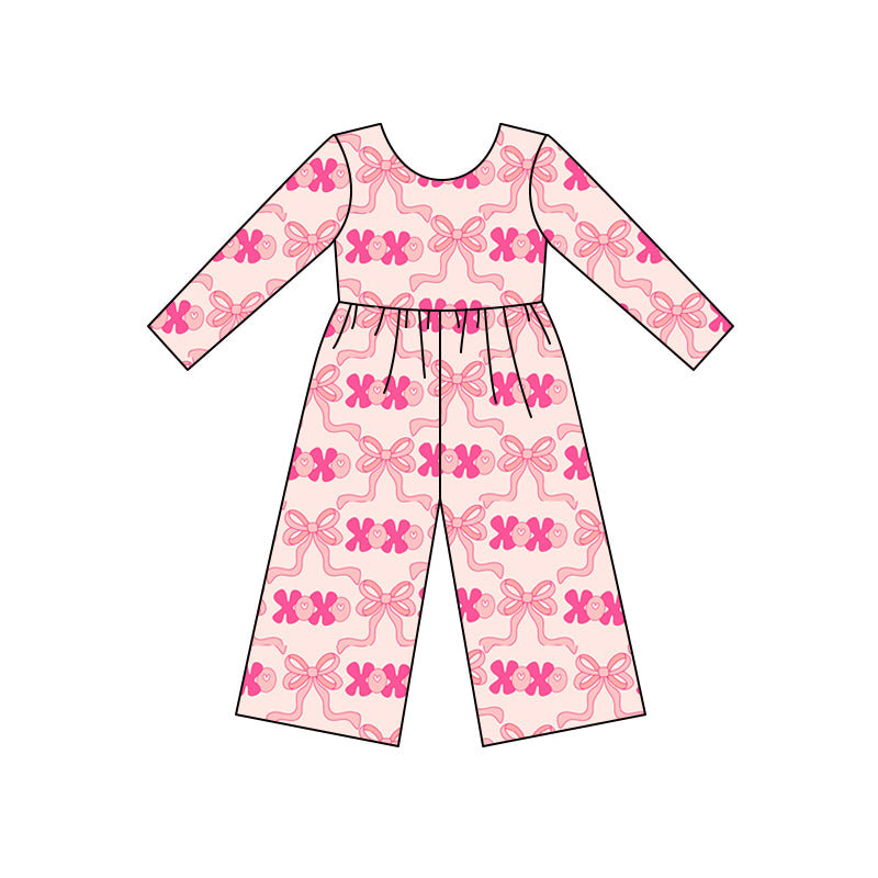 (Pre Order) No moq LR2700 PRE-ORDER baby girl clothes bow xoxo love long sleeve jumpsuit-2025.9.19