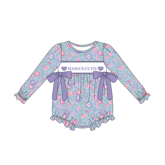 (Pre Order) No moq LR2702 pre-order baby girl clothes MAMA floral long sleeve romper-2025.9.20