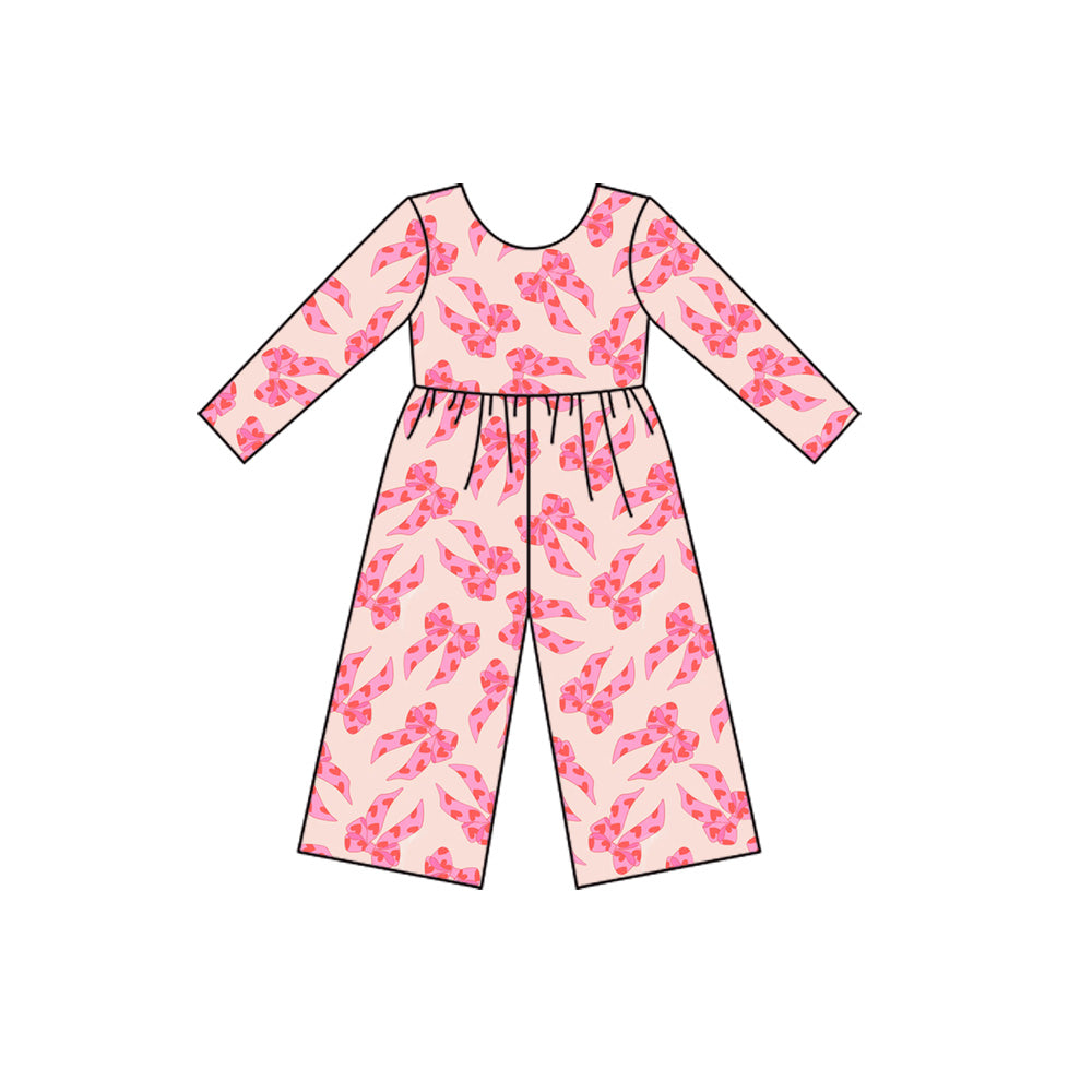 (Pre Order) No moq LR2709 PRE-ORDER baby girl clothes love bow long sleeve jumpsuit-2025.9.23