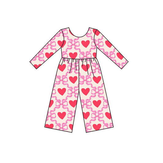 (Pre Order) No moq LR2710 PRE-ORDER baby girl clothes bow love long sleeve jumpsuit-2025.9.23