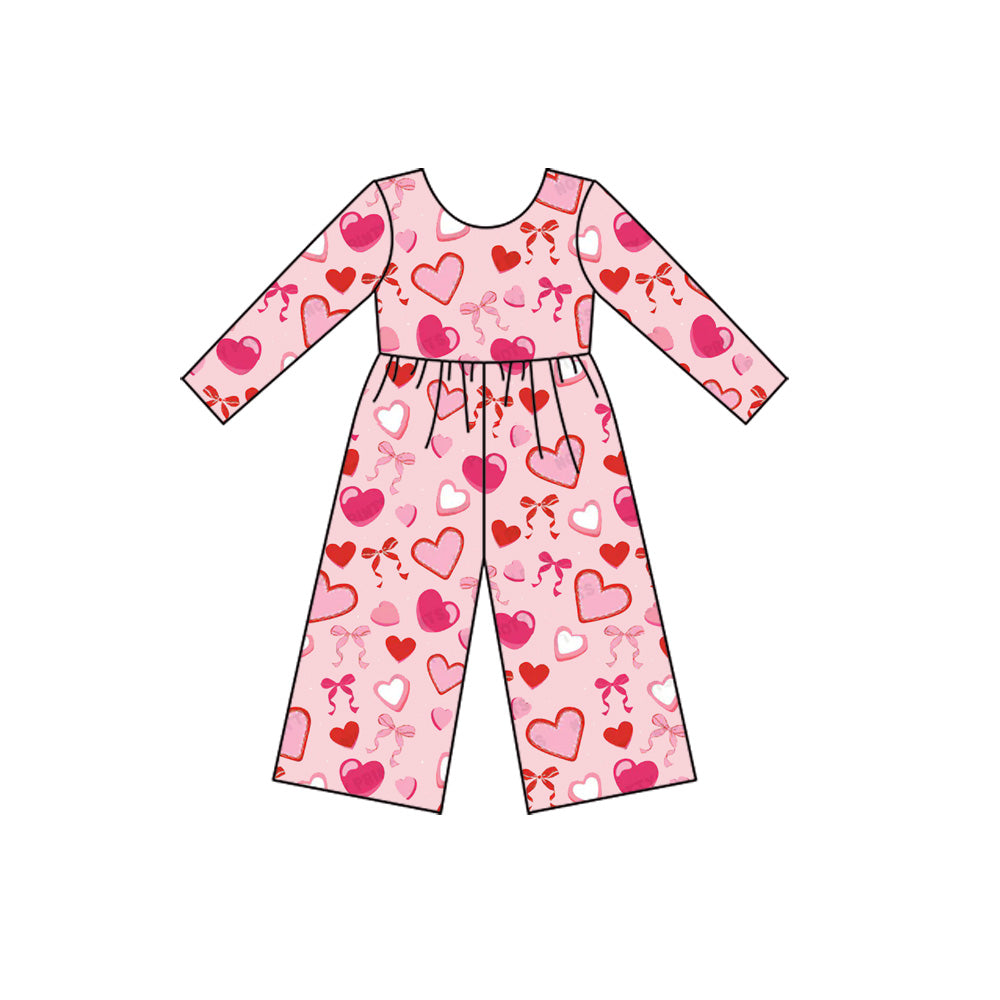 (Pre Order) No moq LR2712 PRE-ORDER baby girl clothes love bow long sleeve jumpsuit-2025.9.23