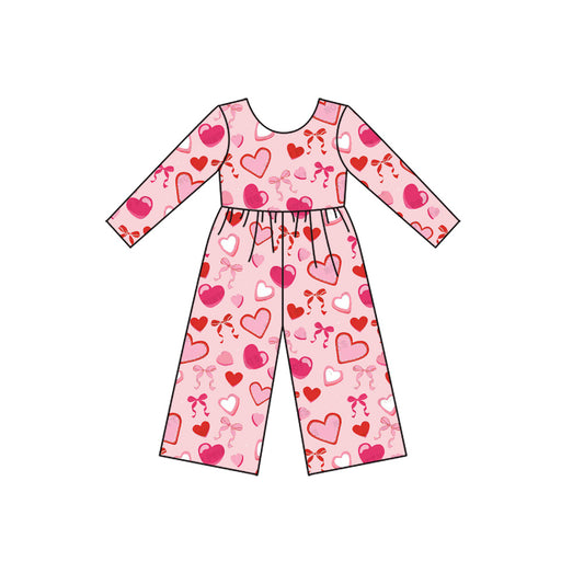 (Pre Order) No moq LR2712 PRE-ORDER baby girl clothes love bow long sleeve jumpsuit-2025.9.23
