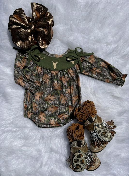 (Pre Order) No moq LR2728 pre-order baby girl clothes leaf long sleeve romper-2025.9.23