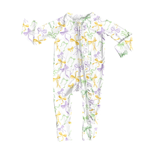 (Pre Order) No moq LR2736 pre-order baby girl clothes bow long sleeve romper-2025.9.25