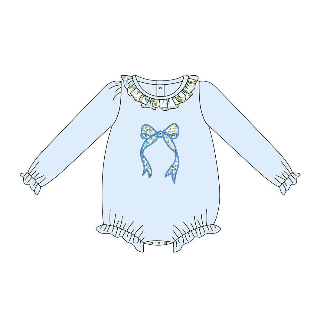 (Pre Order) No moq LR2742 pre-order baby girl clothes bow long sleeve romper-2025.9.27