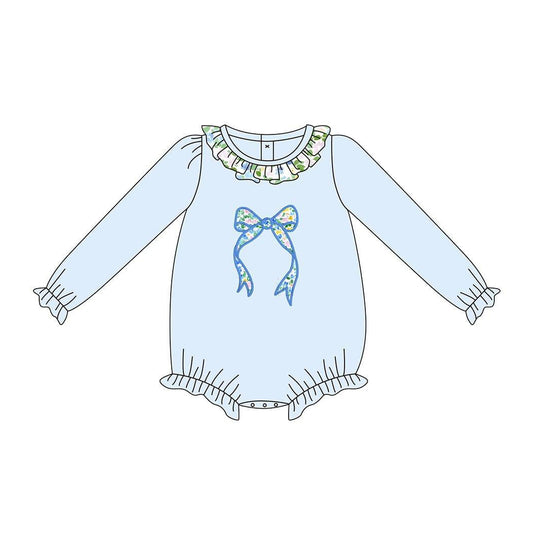 (Pre Order) No moq LR2742 pre-order baby girl clothes bow long sleeve romper-2025.9.27