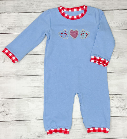 (Pre Order) No moq LR2765 pre-order baby boy clothes love blue long sleeve romper-2025.10.9