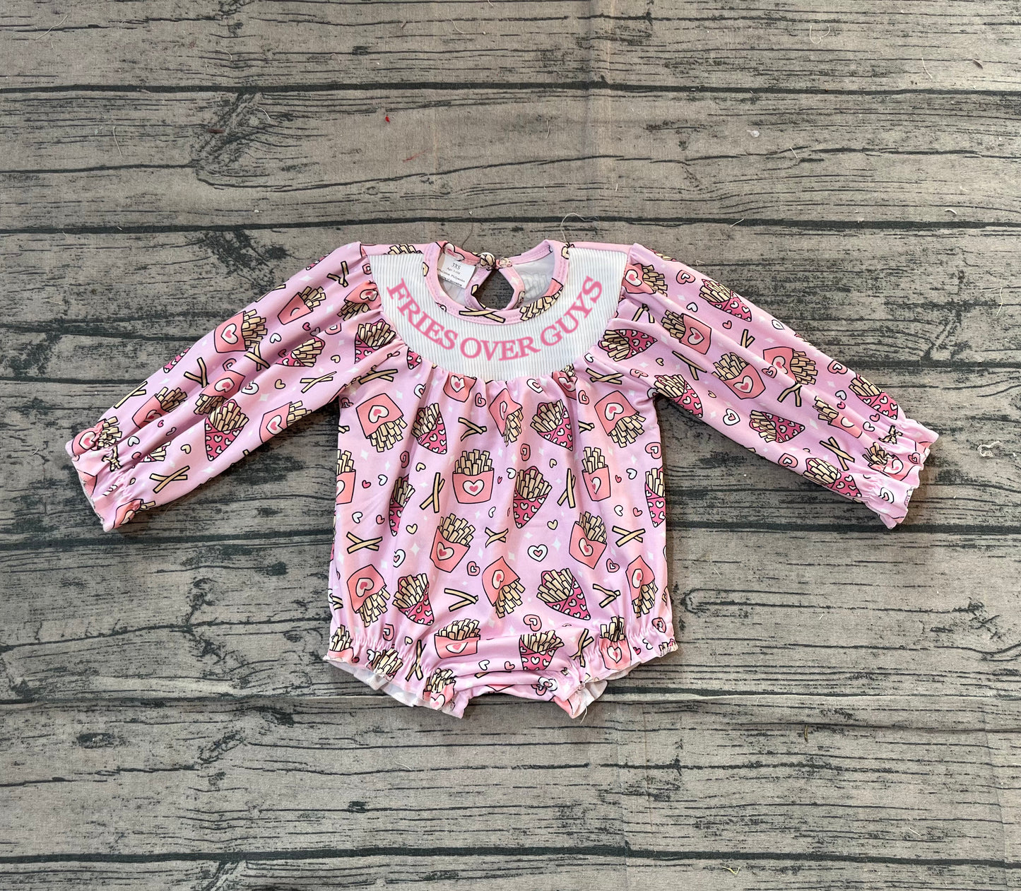(Pre Order) No moq LR2768 pre-order baby girl clothes smocked love pink long sleeve romper-2025.11.14